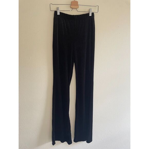 H&M Women Ribbed Pull On Size Small High Rise Flared Velour Pants Loungewear - Picture 1 of 7